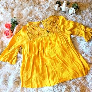 Yellow Lace Trimmed Torrid Shirt